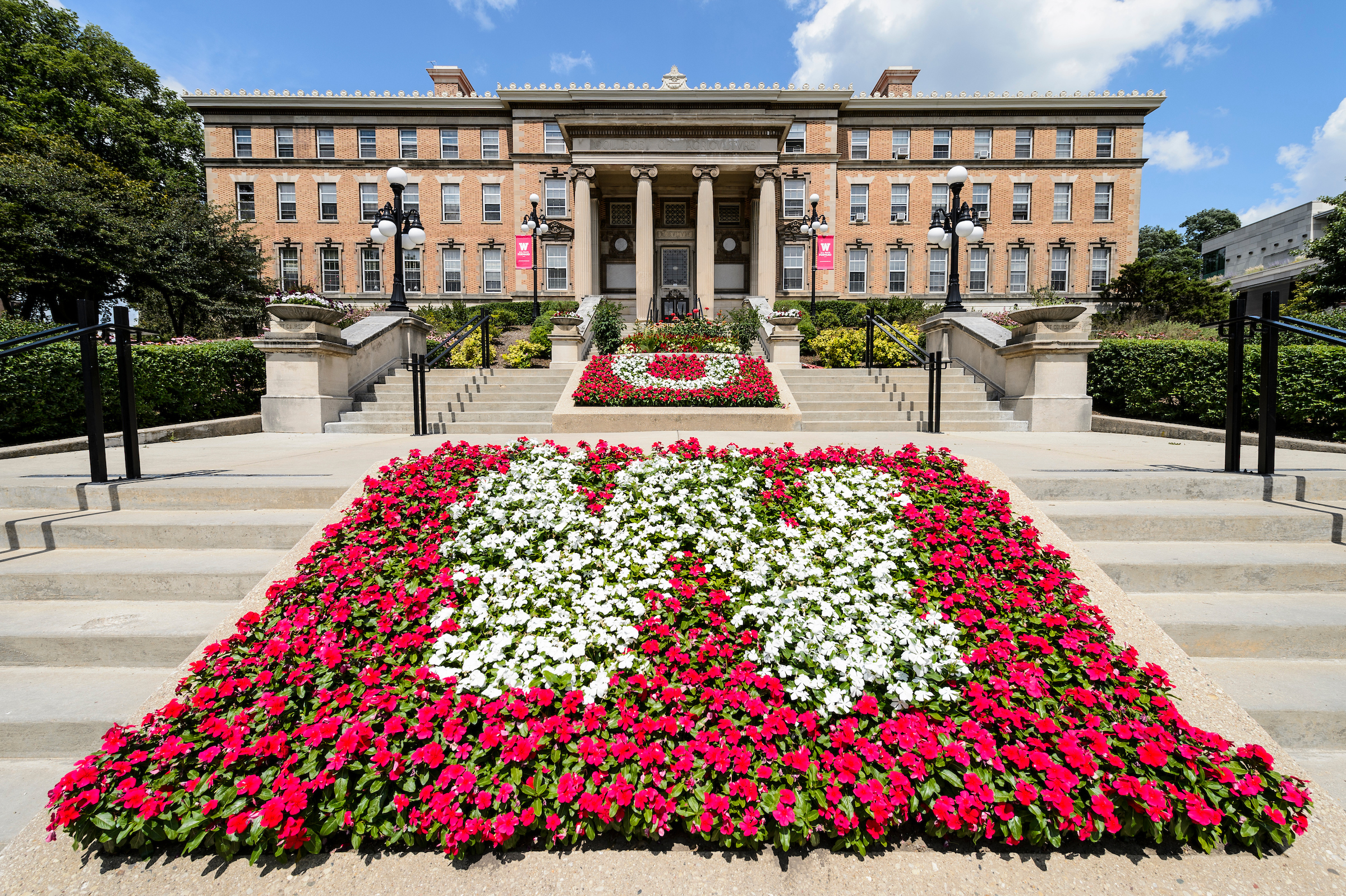 Flowers at the Entrance of Agricultural Hall at the University of Wisconsin-Madison
